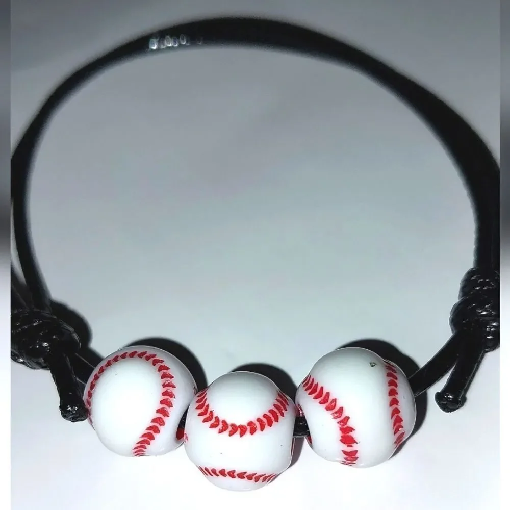 Unisex kids baseball adjustable charm bracelet